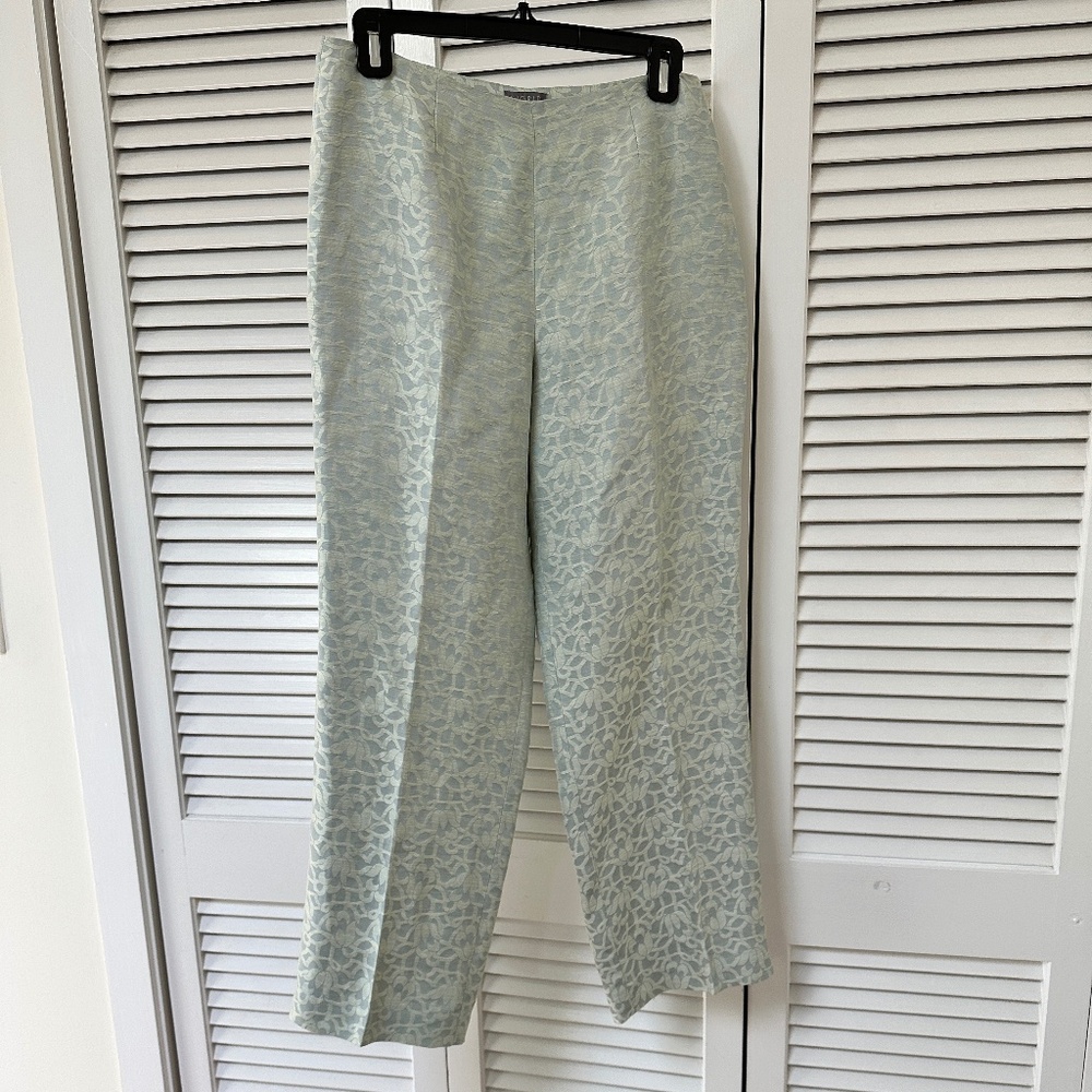 Sigrid Olsen Silk Linen Blend Pants Lined Romantic Floral Pattern Size 8